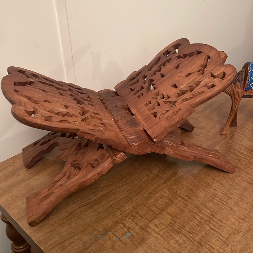 Wooden Book Holder Handcrafted in India Prayer Book Stand Mangowood Unique